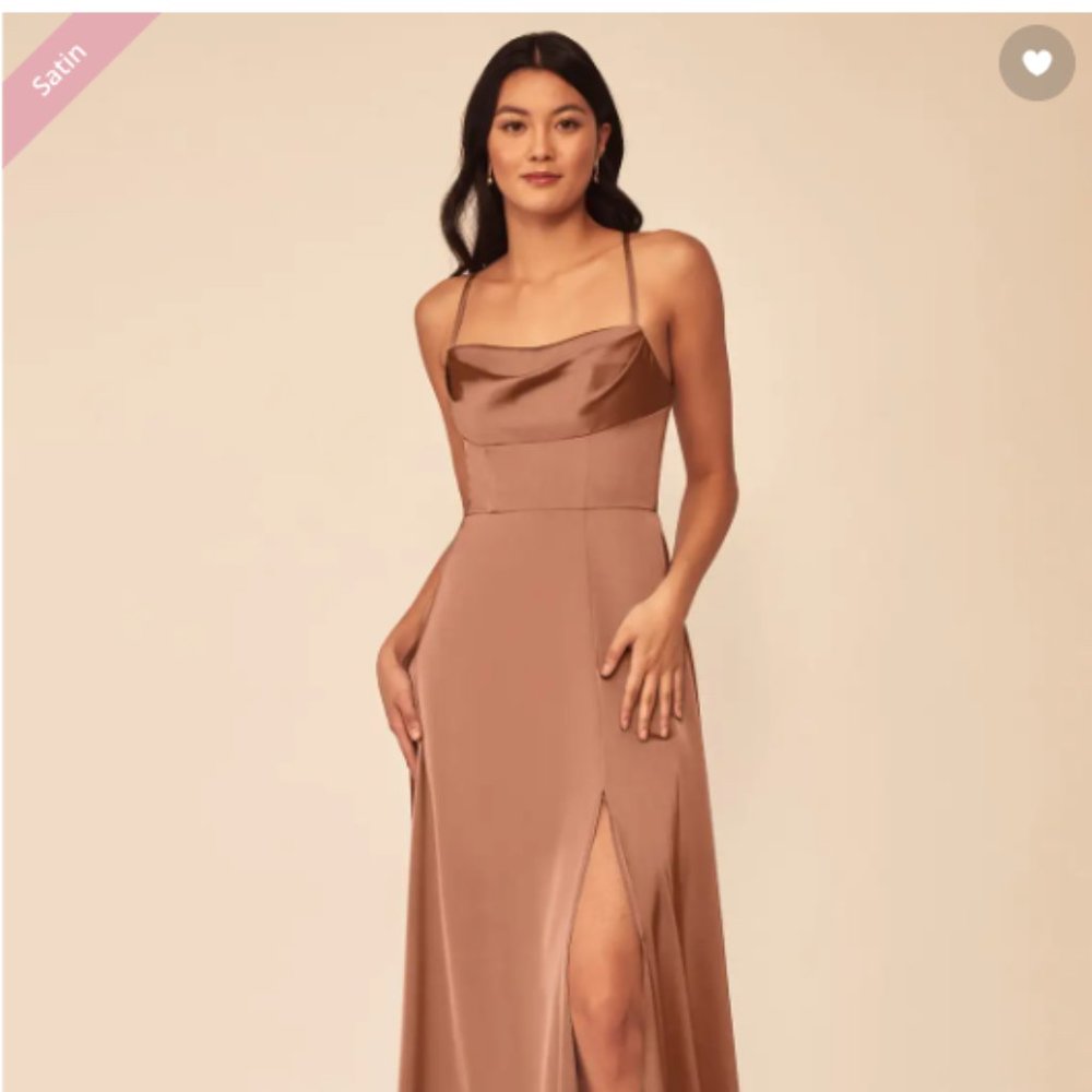 Azazie Clove Stretch Satin Dress, Dress Color: Bronzer, Size A2